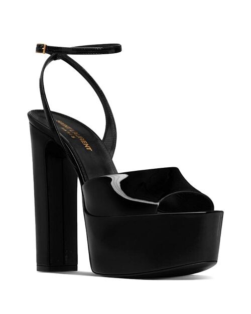 

Сандалии Jodie на платформе из лакированной кожи Saint Laurent, цвет Black