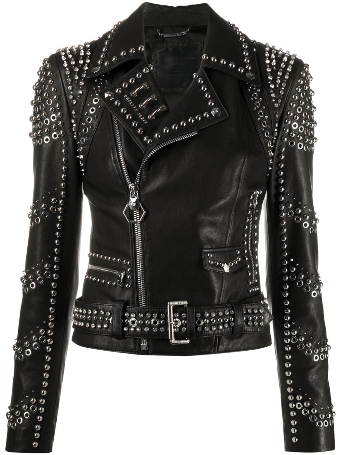

Philipp Plein байкерская куртка с металлическим декором, черный