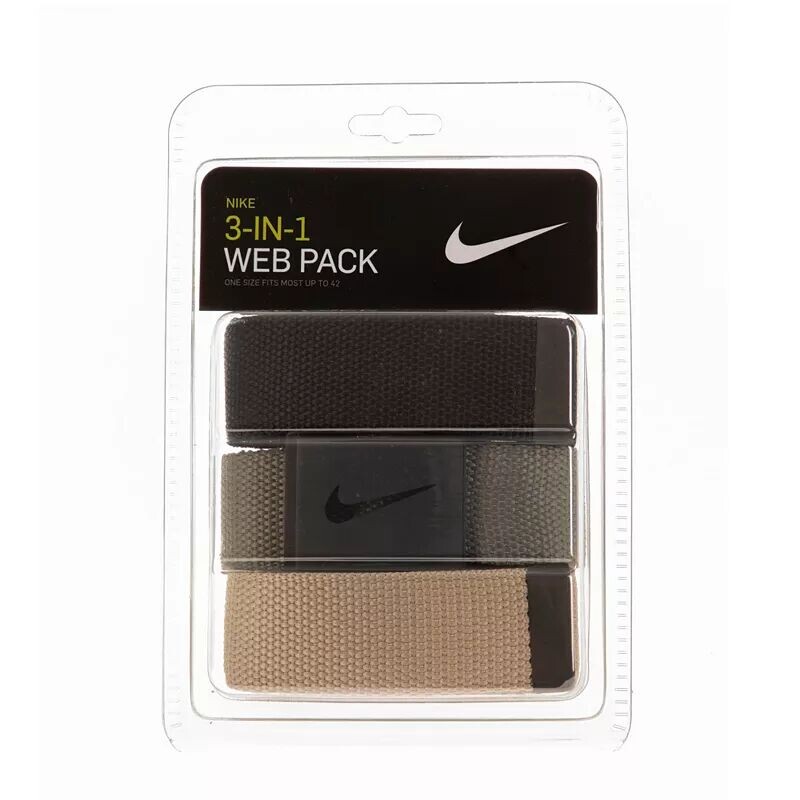 

Набор из 3 мужских ремней для гольфа Nike Web Web, черный/оливковый