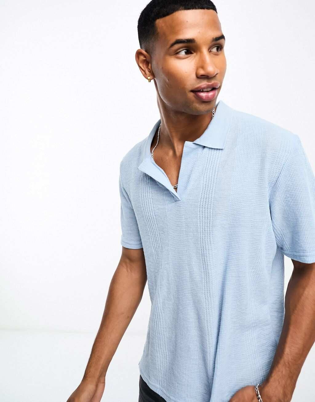 

Голубая трикотажная футболка-поло Jack & Jones Revere, Синий