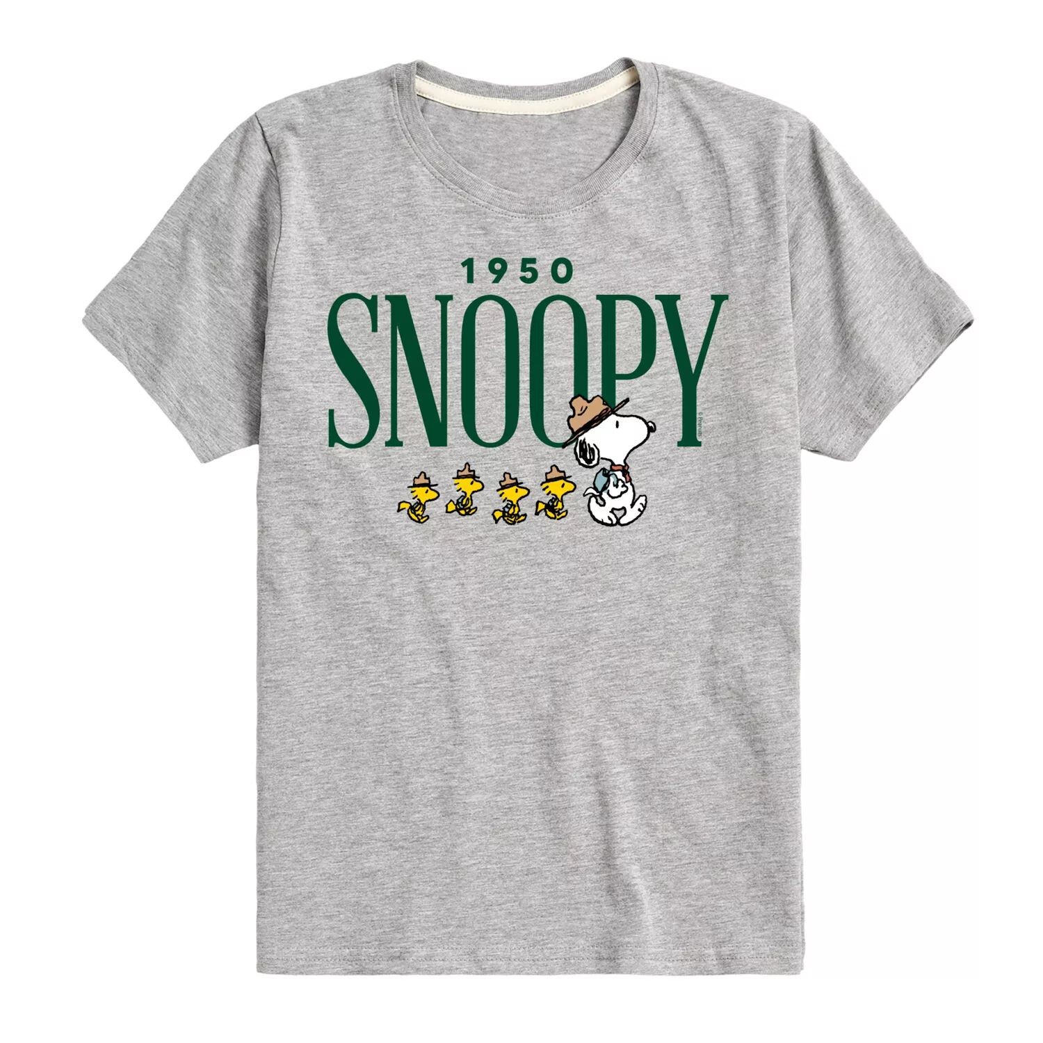 

Футболка Peanuts 1950 Snoopy Camping с рисунком для мальчиков 8–20 лет Licensed Character, серый