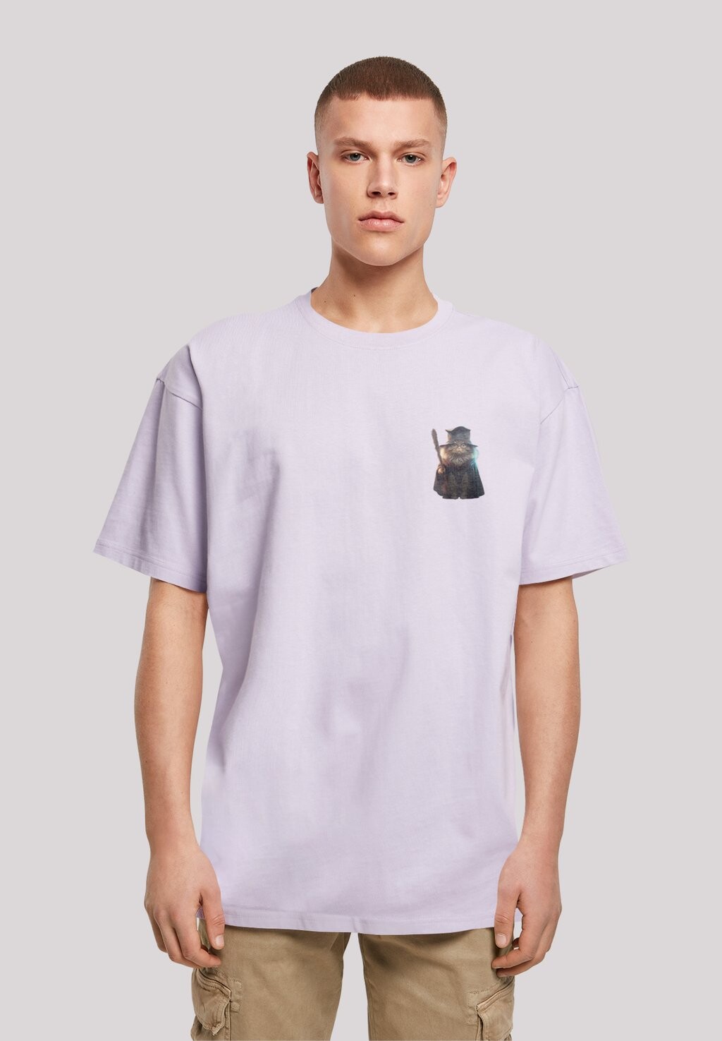 

Футболка с принтом WIZARD CAT LOOSE F4NT4STIC, цвет lilac