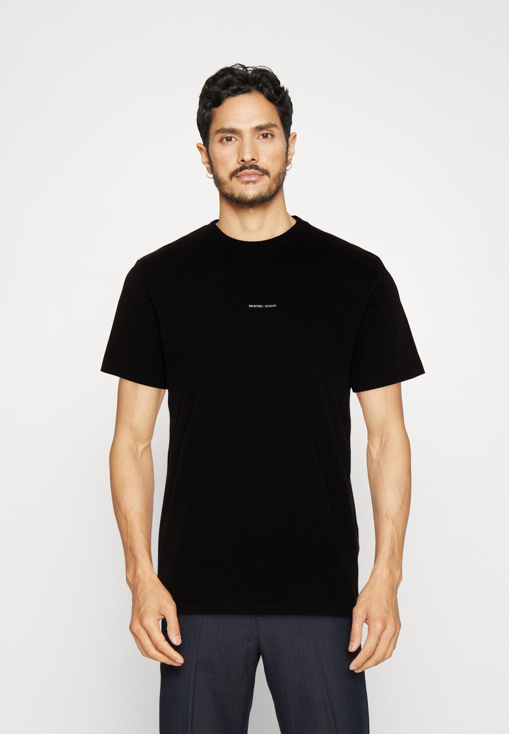 

Базовая футболка SLHASPEN PRINT O-NECK TEE Selected Homme, цвет black