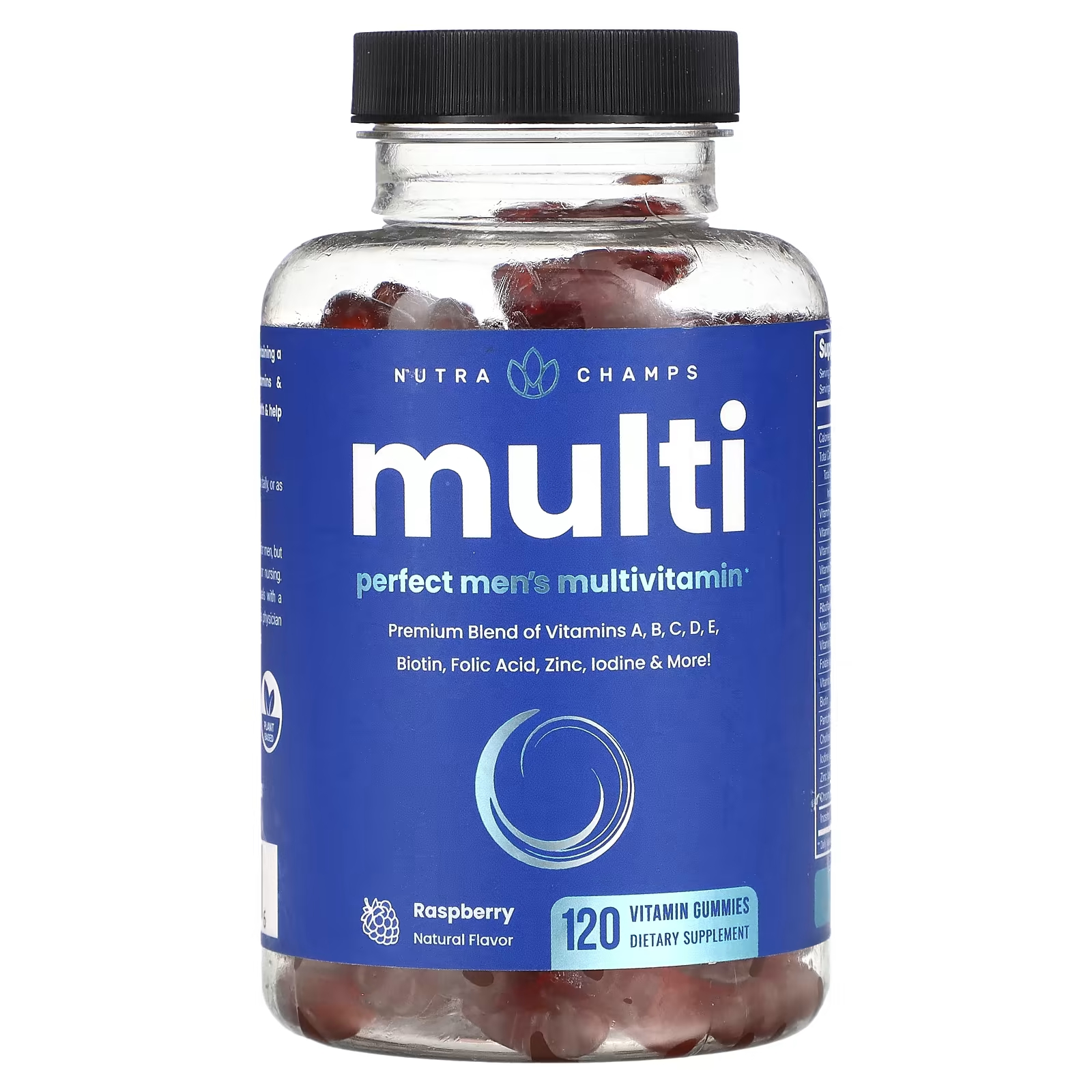 Мультивитамины NutraChamps для мужчин со вкусом малины, 120 жевательных таблеток nutrachamps мультивитамины для детей клубника маракуйя персик и вишня 120 веганских жевательных таблеток