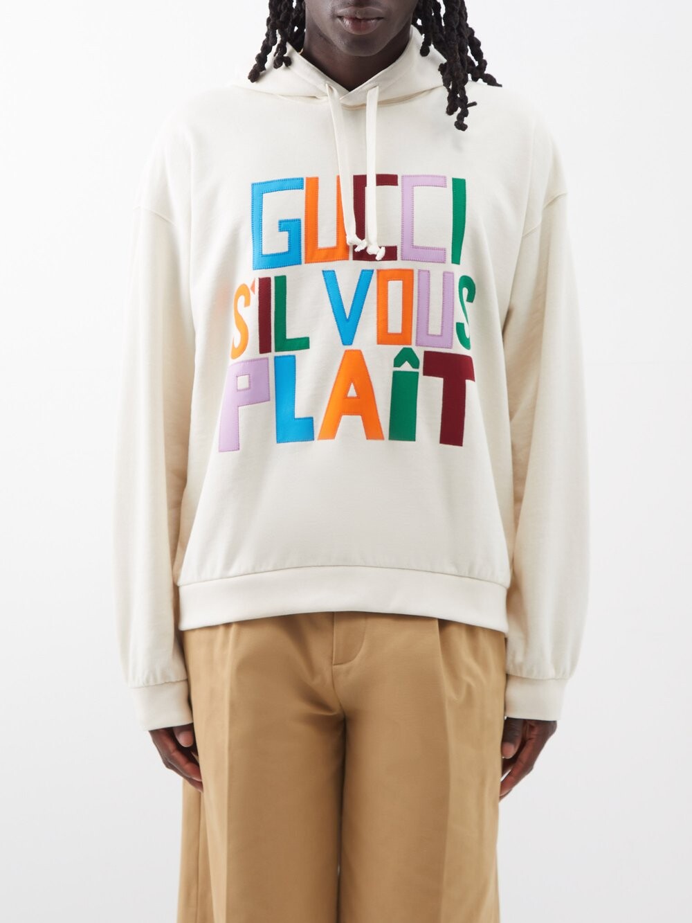 

Худи s'il vous plaît из хлопкового джерси с вышивкой Gucci, белый