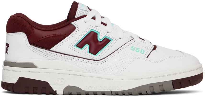 

Бело-бордовые кроссовки New Balance 550