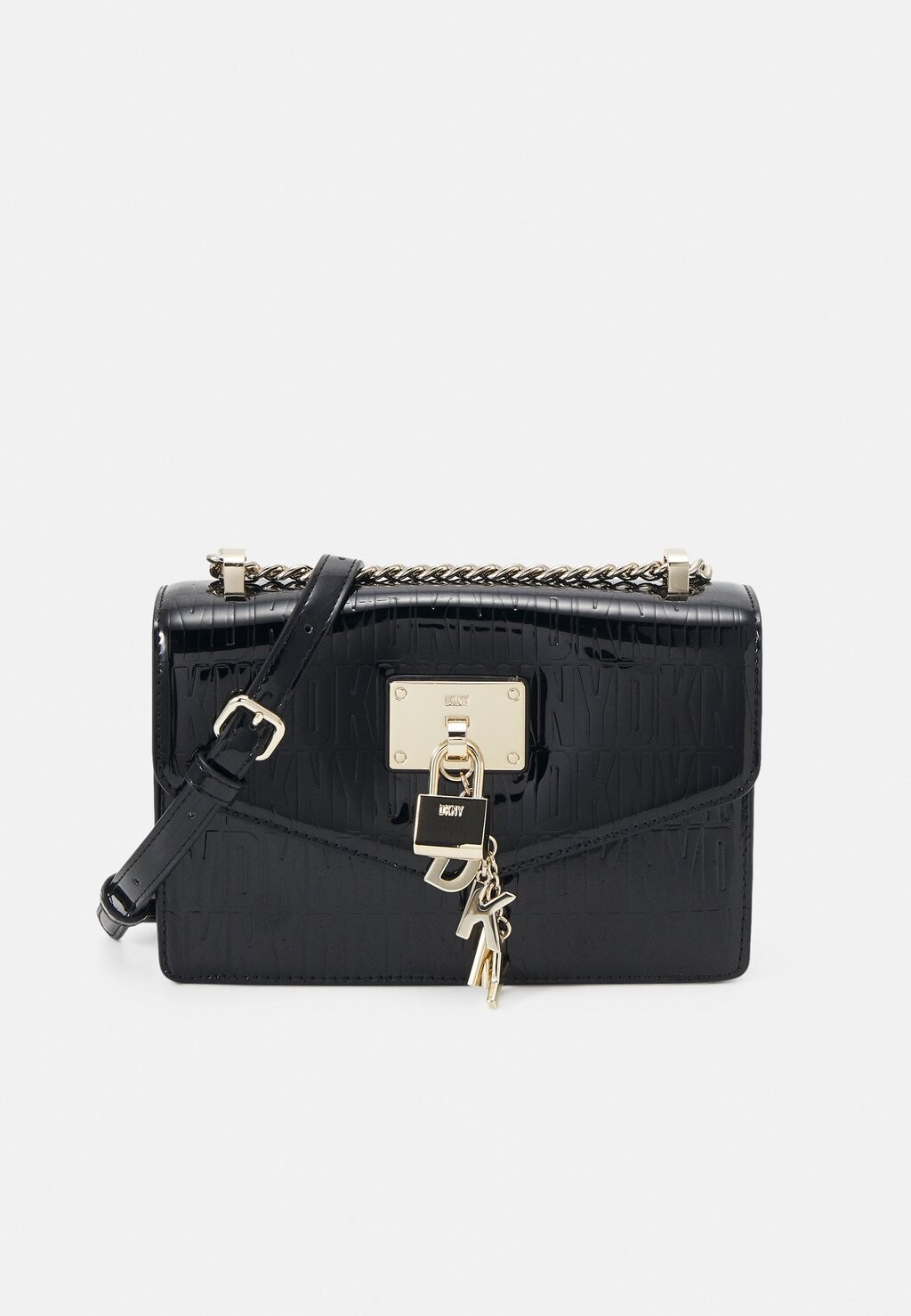 

Сумка через плечо ELISSA FLAP SHOULDER DKNY, черный/золотой