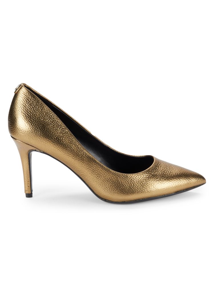 Кожаные туфли-лодочки Royale на шпильке с эффектом металлик Karl Lagerfeld Paris, цвет Brushed Gold
