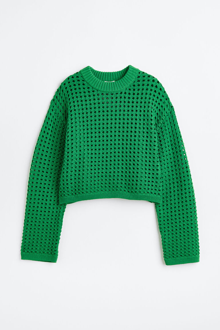 Джемпер вязки pointelle H&M, зеленый