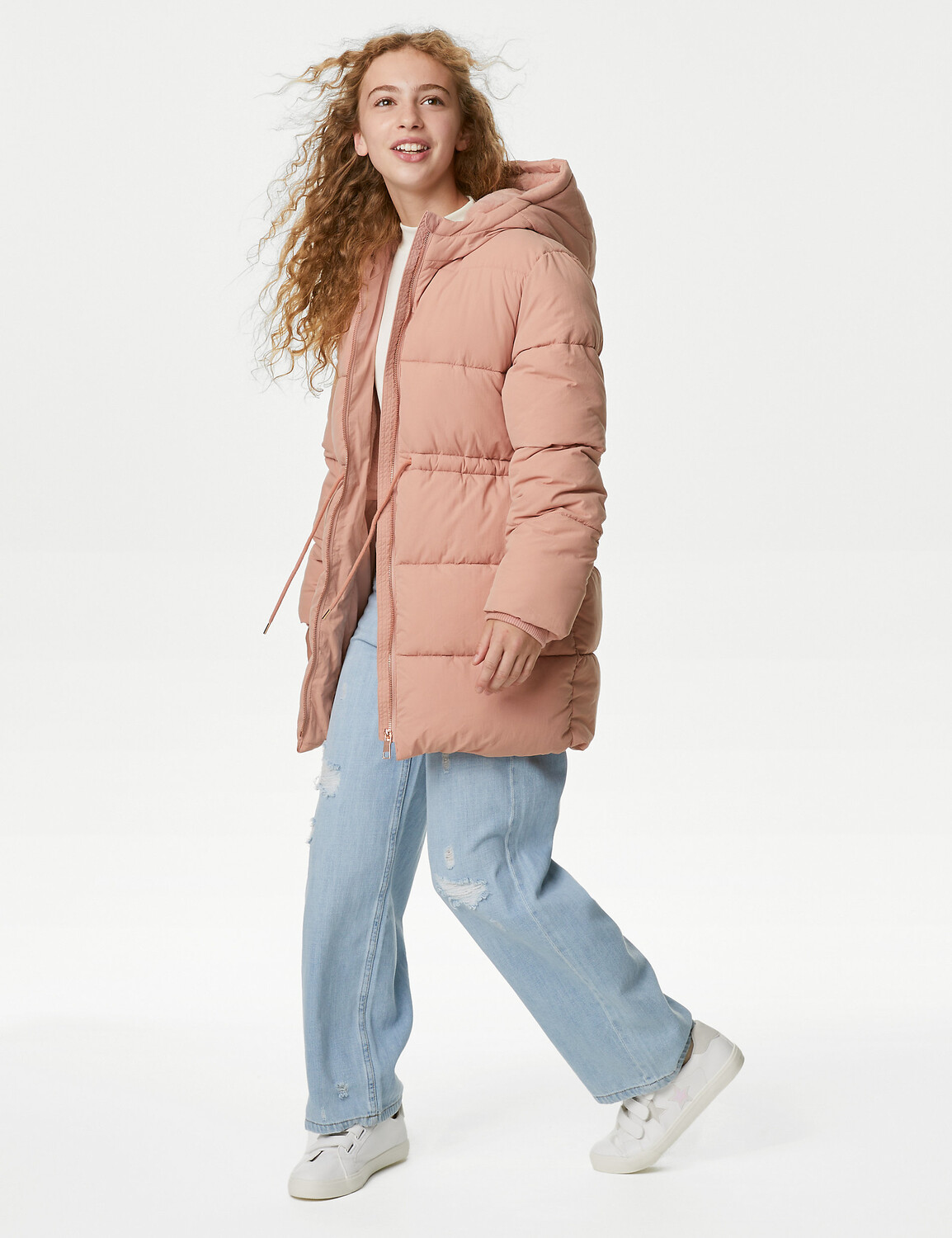 

Стеганое пальто с капюшоном Stormwear (6–16 лет) Marks & Spencer, розовый
