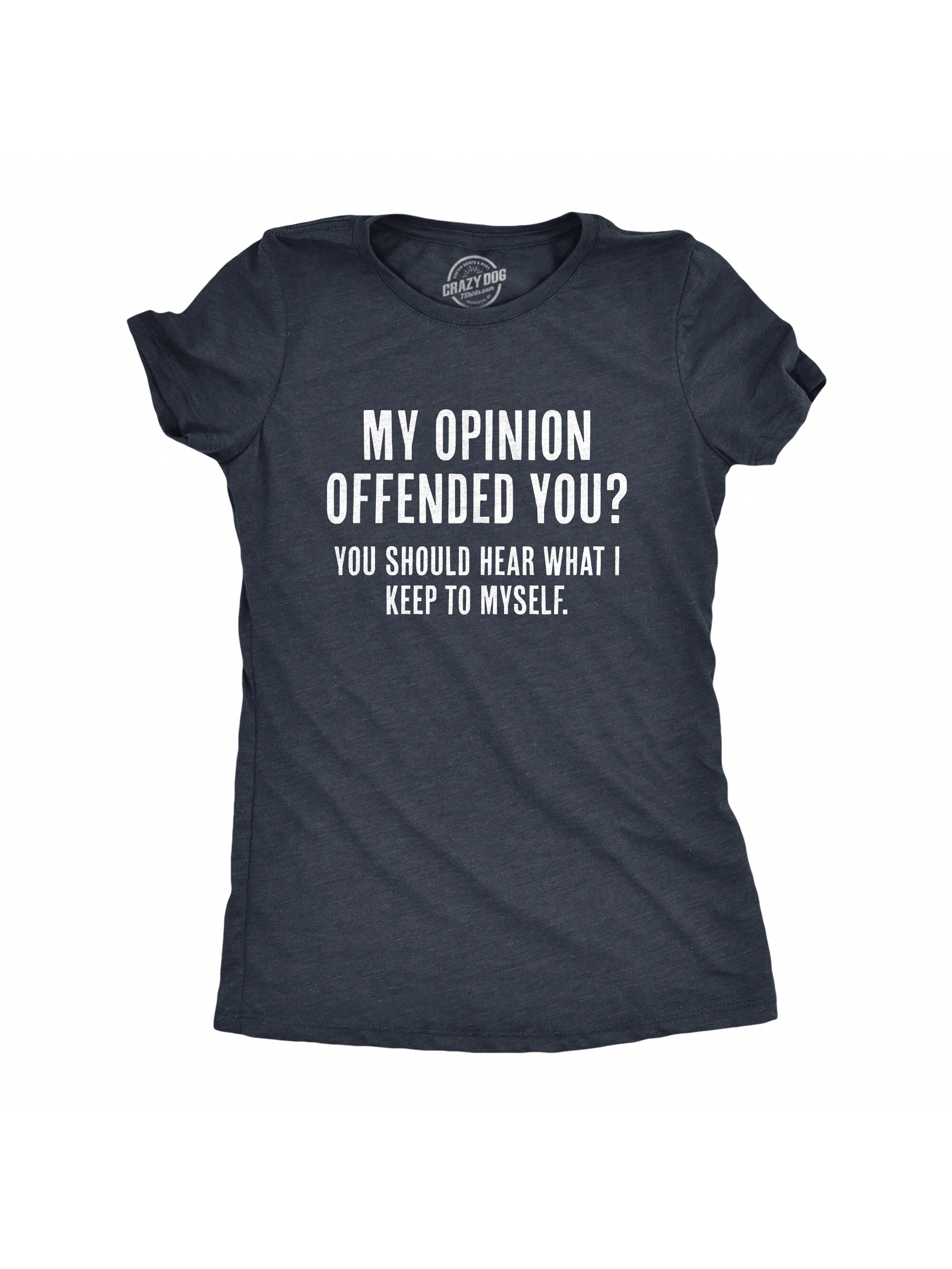 Женская футболка «Я видел эту карму», хизер нэви - мнение оскорблено