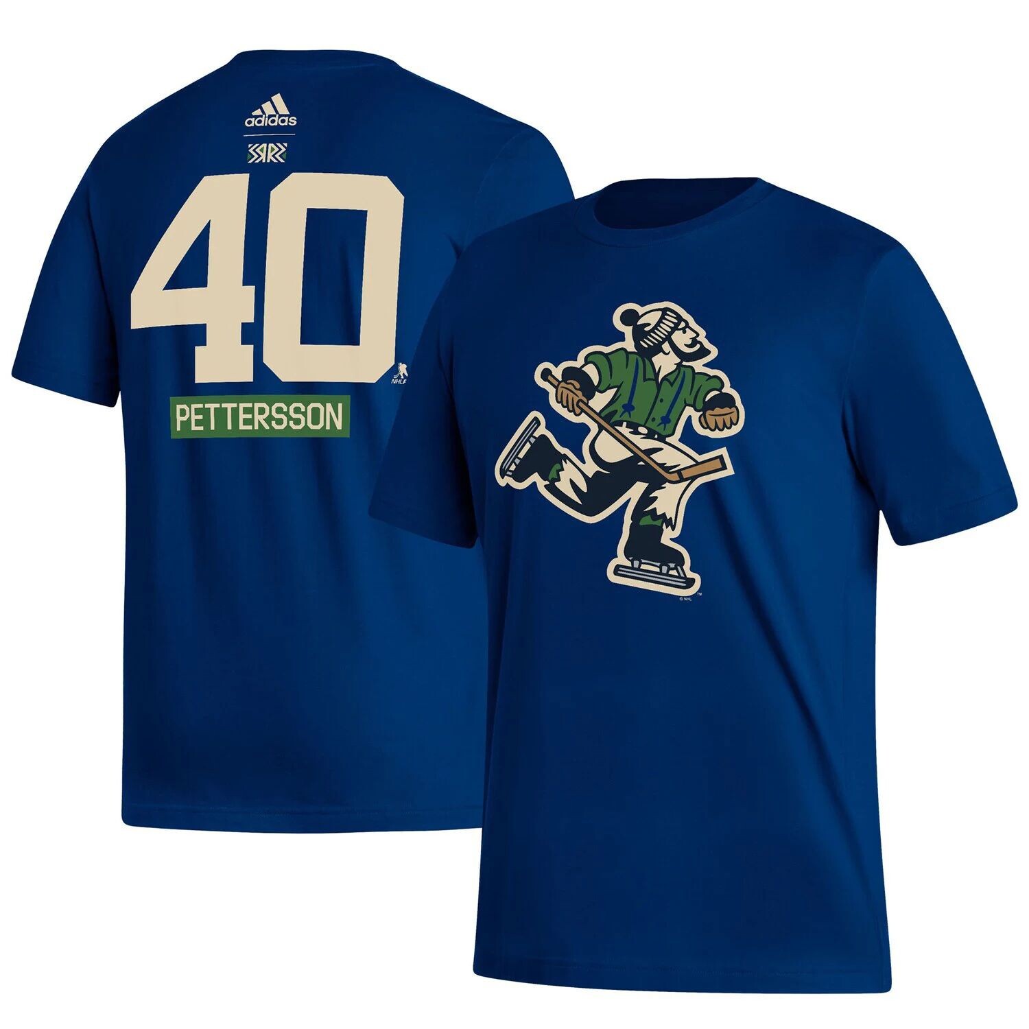 

Мужская футболка adidas Elias Pettersson Navy Vancouver Canucks Reverse Retro 2.0 с именем и номером
