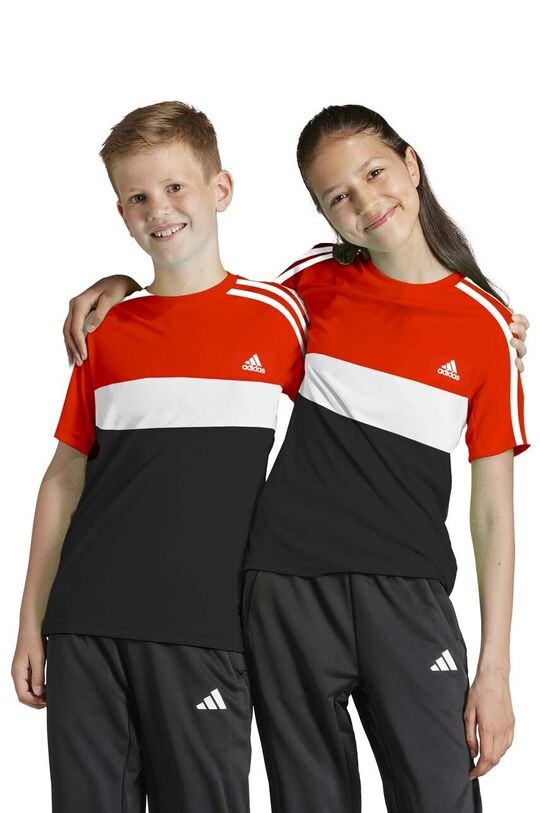 

Хлопковая футболка для детей adidas, красный