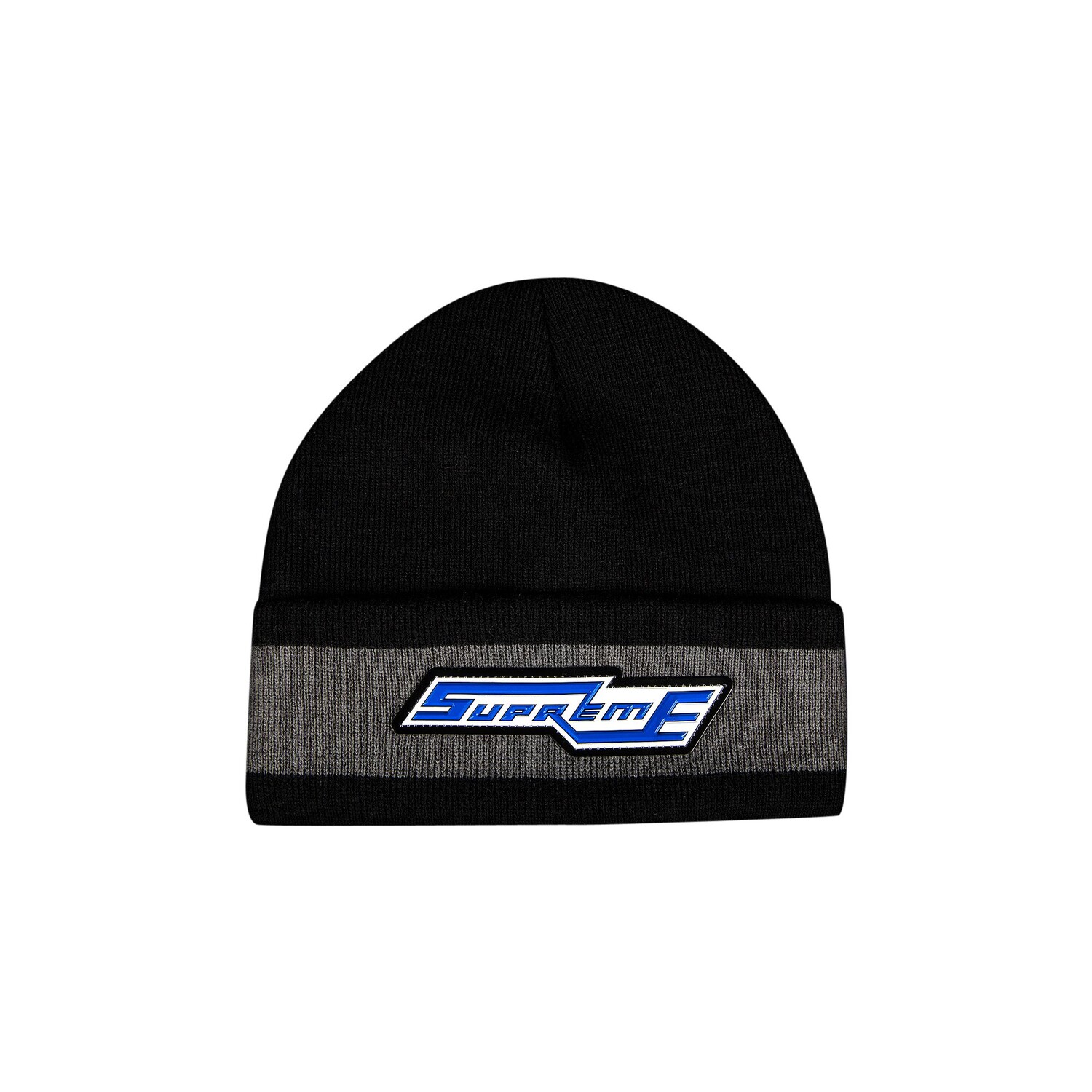 

Шапка-бини Supreme в полоску с манжетами, цвет Черный