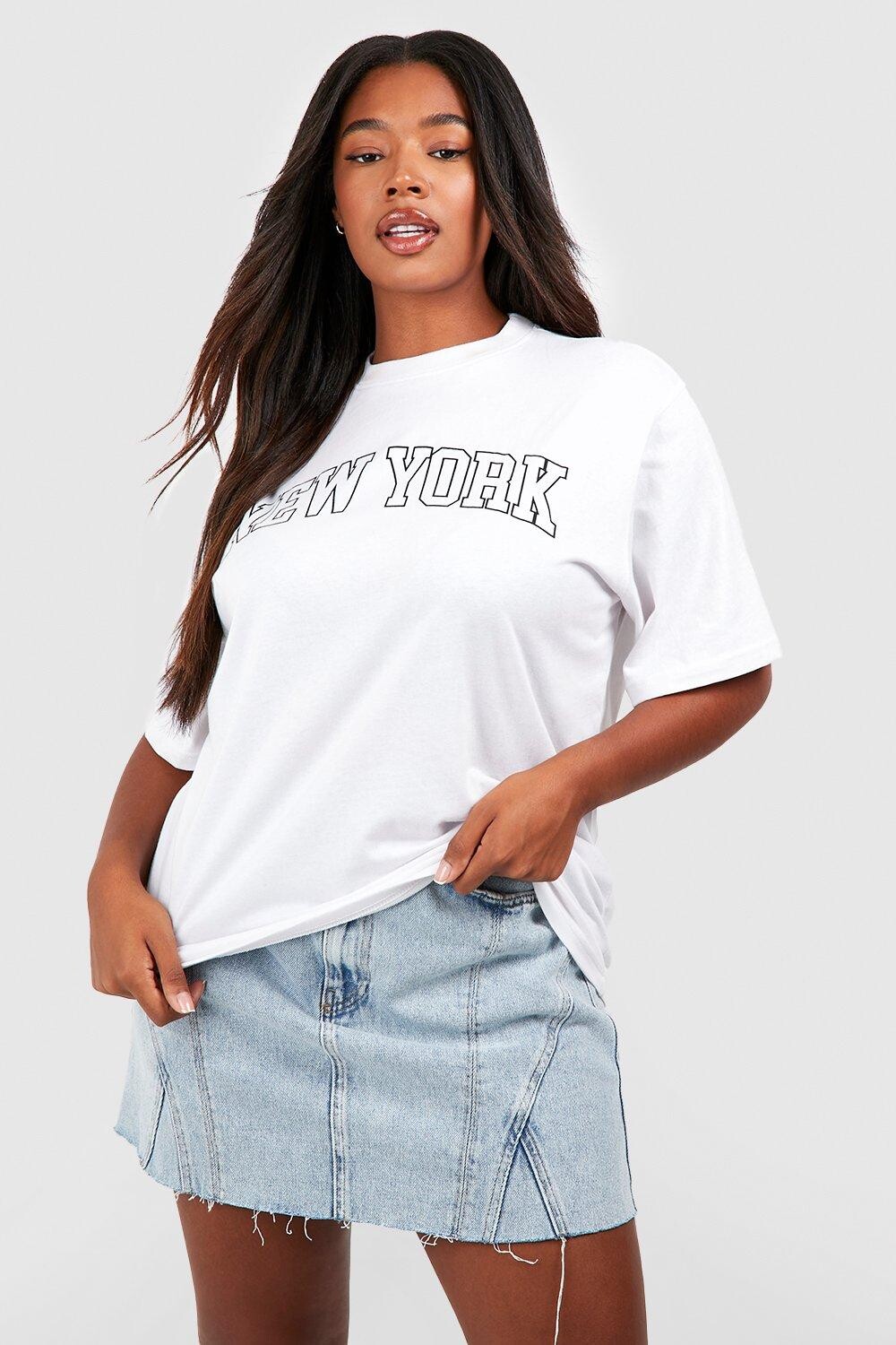 

Футболка с принтом nyc plus Boohoo, белый
