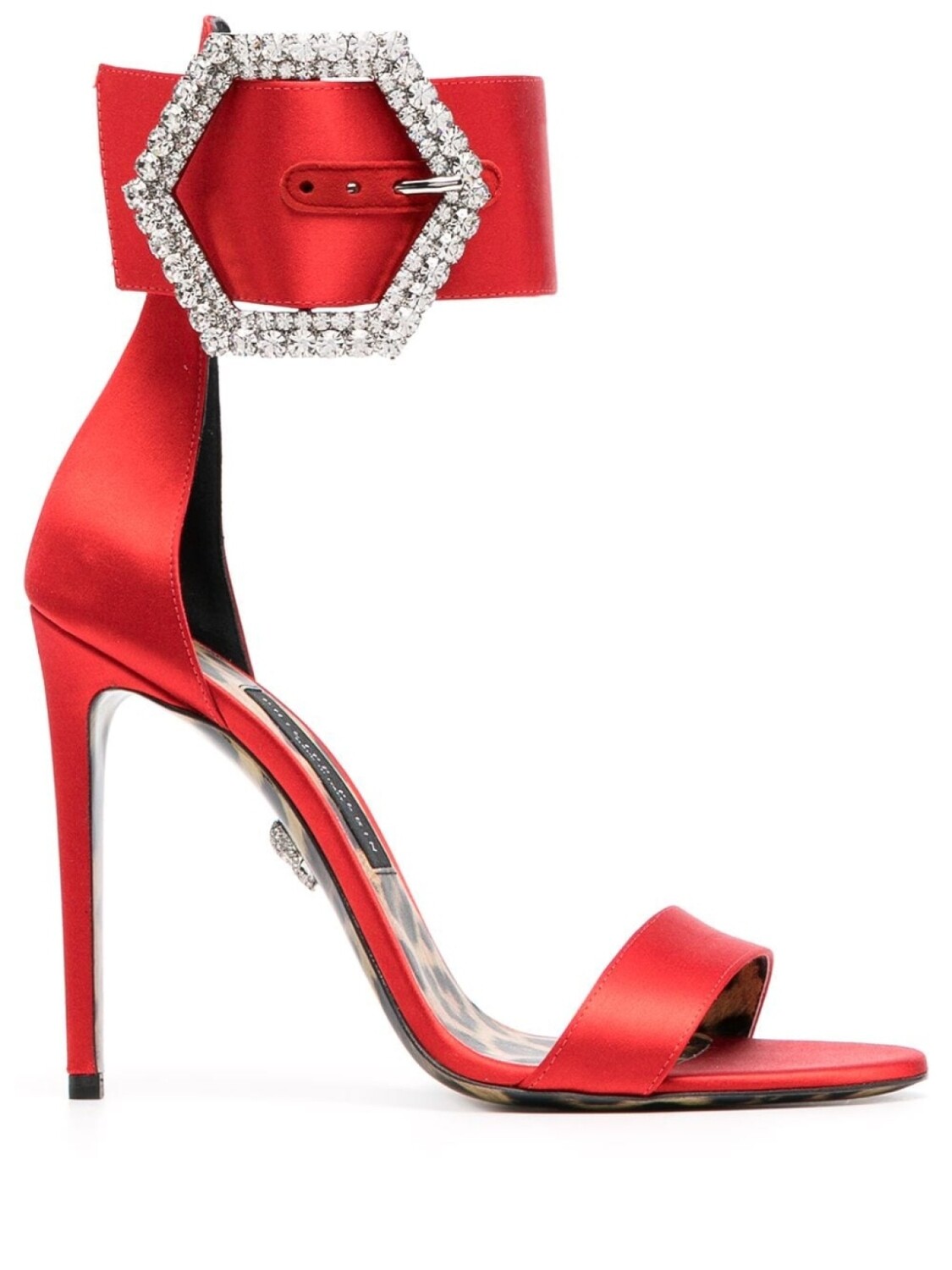

Philipp Plein атласные босоножки с пряжкой, красный