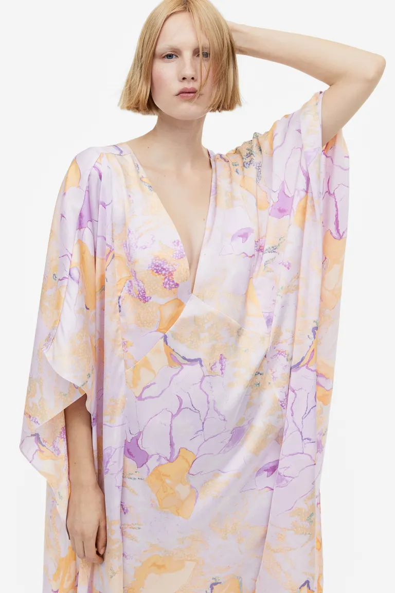 Платье-кафтан с треугольным вырезом H&M, лиловый