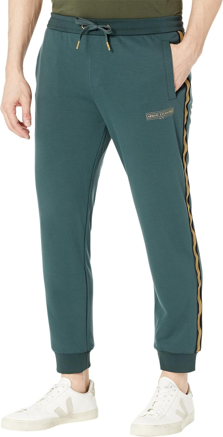 

Джоггеры с полосками по бокам и завязкой Armani Exchange, цвет Green Gables