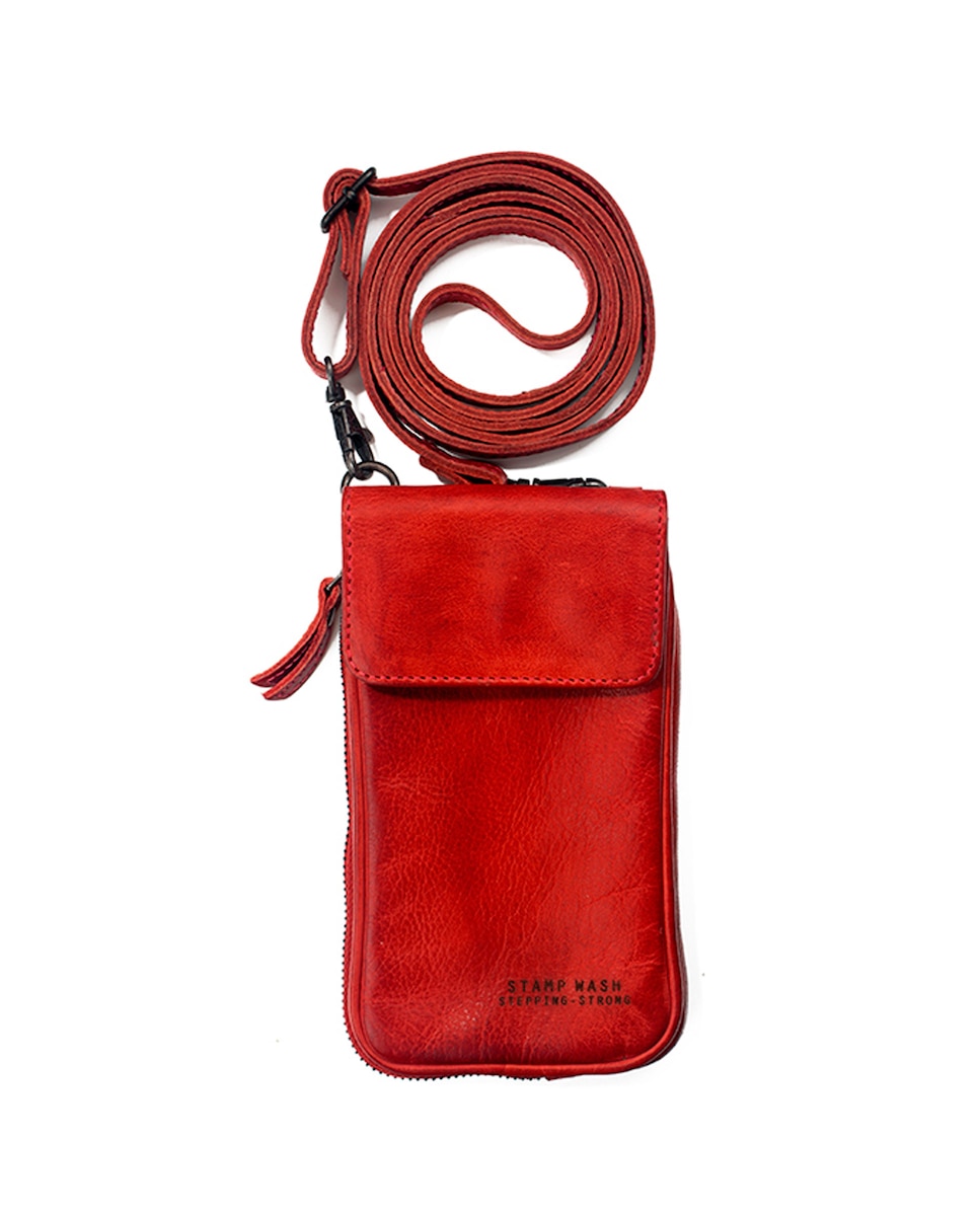 цена Красная кожаная сумка для мобильного телефона унисекс Stamp, красный
