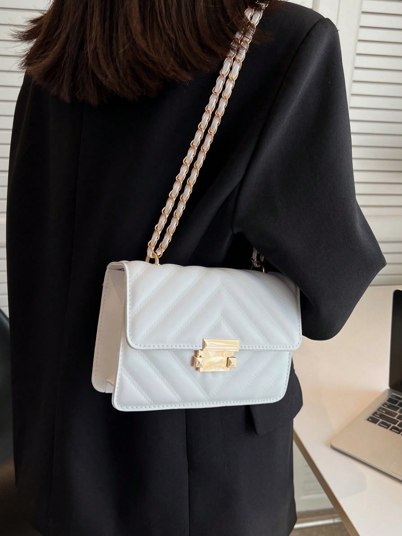 Мини-неоново-лаймовый шеврон с клапаном и цепочкой, белый european fashion square bag 2021 new quality pu leather women