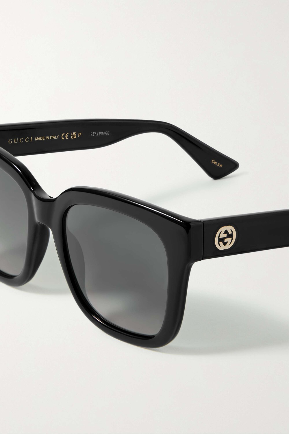 

GUCCI EYEWEAR солнцезащитные очки в ацетатной оправе с логотипом GG, черный