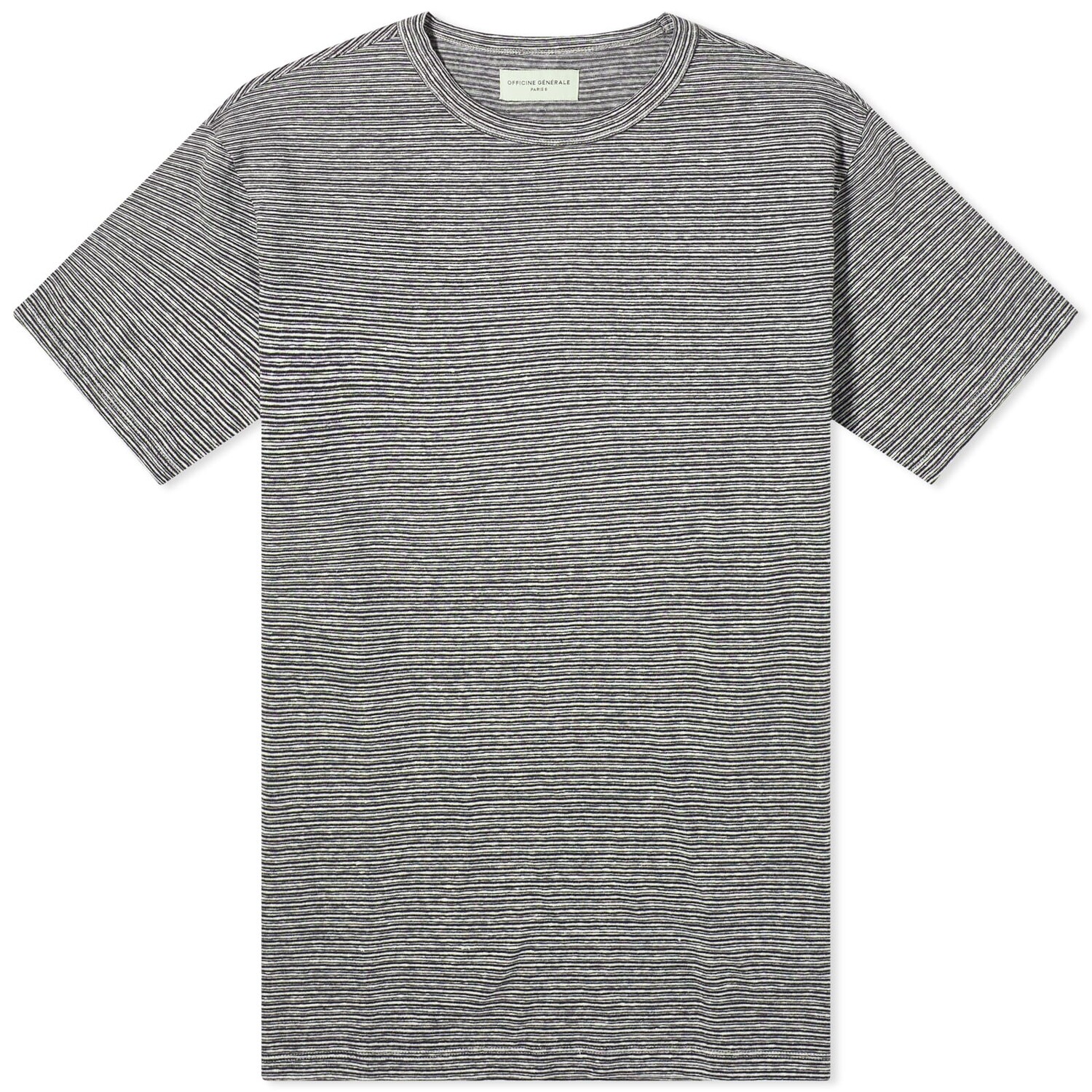 

Футболка Officine Générale Multi Mini Stripe, цвет Ecru & Dark Navy