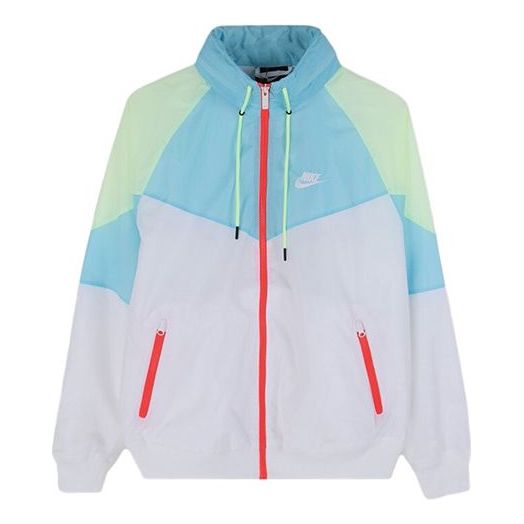Куртка Nike Sports Windproof Colorblock hooded Logo Jacket Blue White Bluewhite, белый
