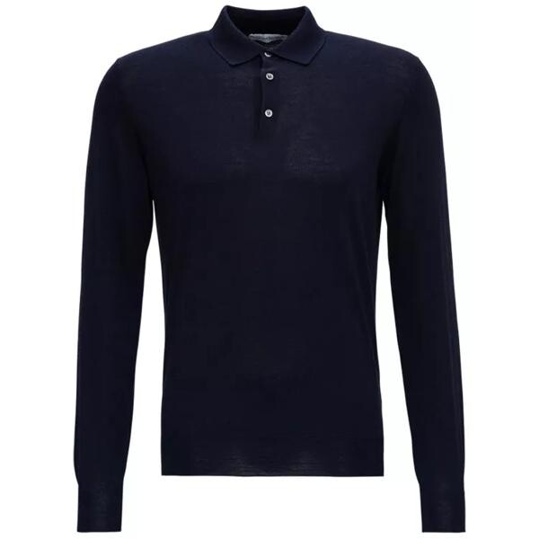 

Футболка long sleeveed polo shirt in wool and silk Gaudenzi, синий