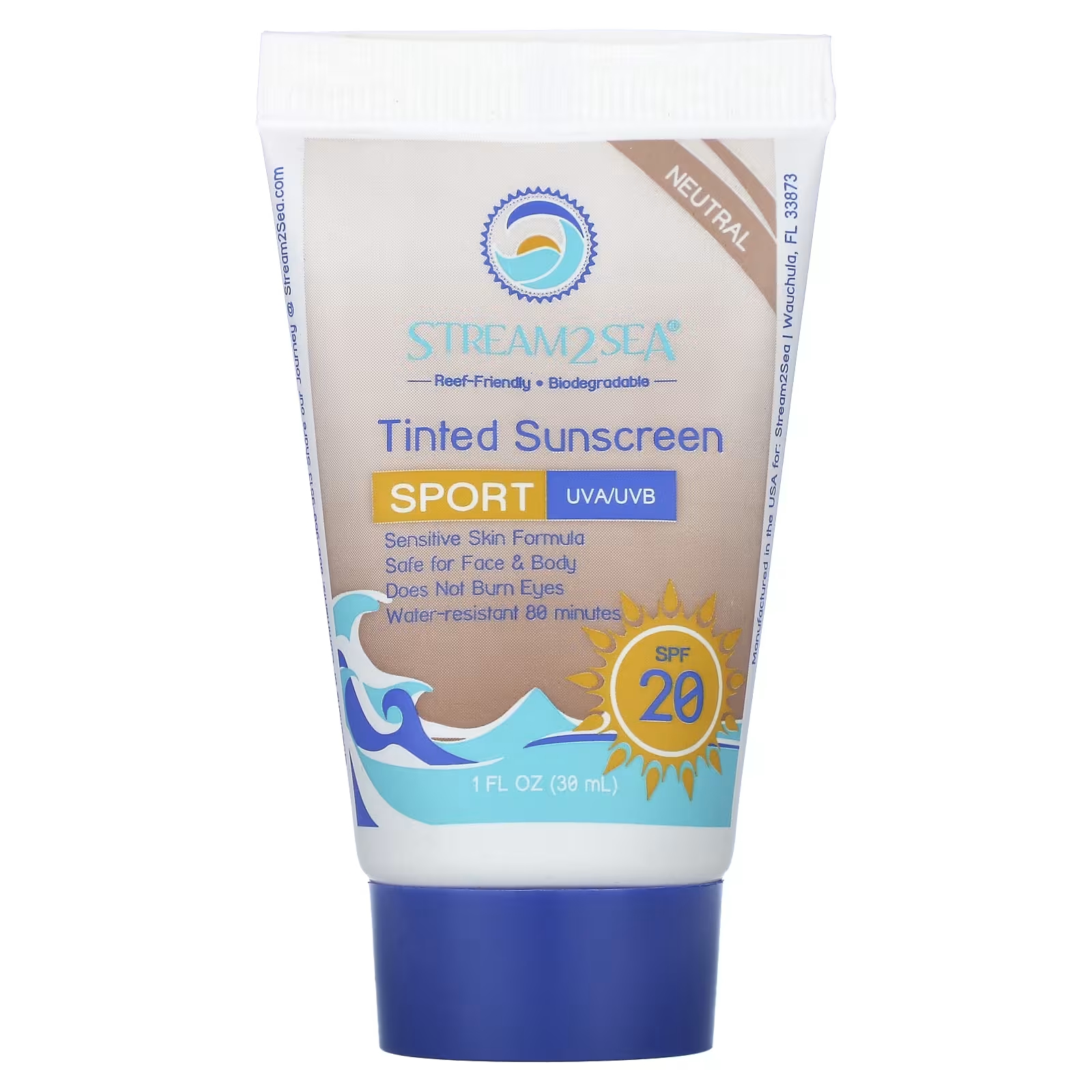 Солнцезащитное средство Stream2Sea Tinted Sunscreen Sport SPF 20, 30 мл