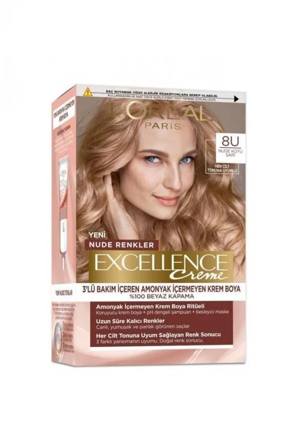 

Loreal Paris Excellence Creme Nudes 8U Обнаженная темно-желтая