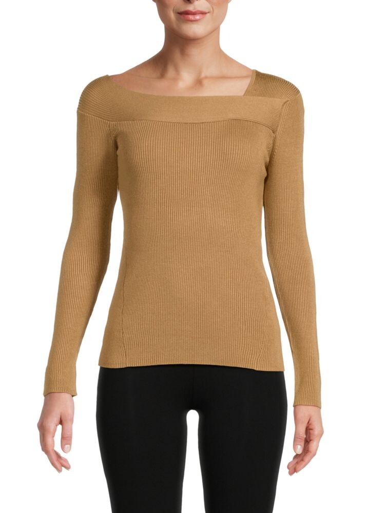 

Асимметричный свитер в рубчик Donna Karan, цвет Camel