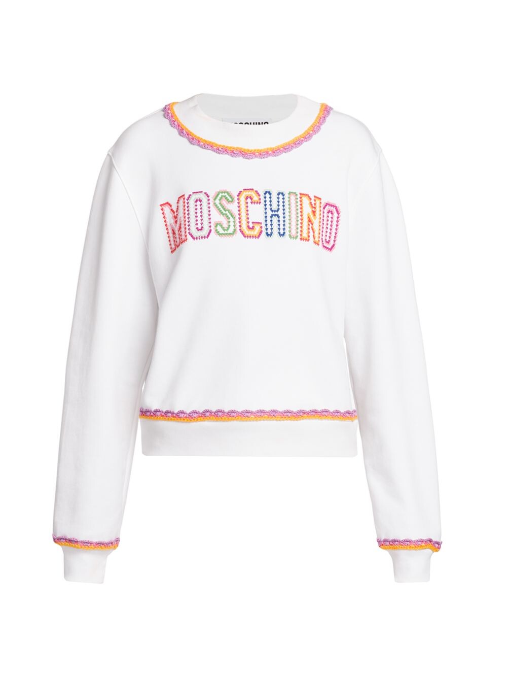 

Свитер с круглым вырезом и вышитым логотипом Moschino, белый