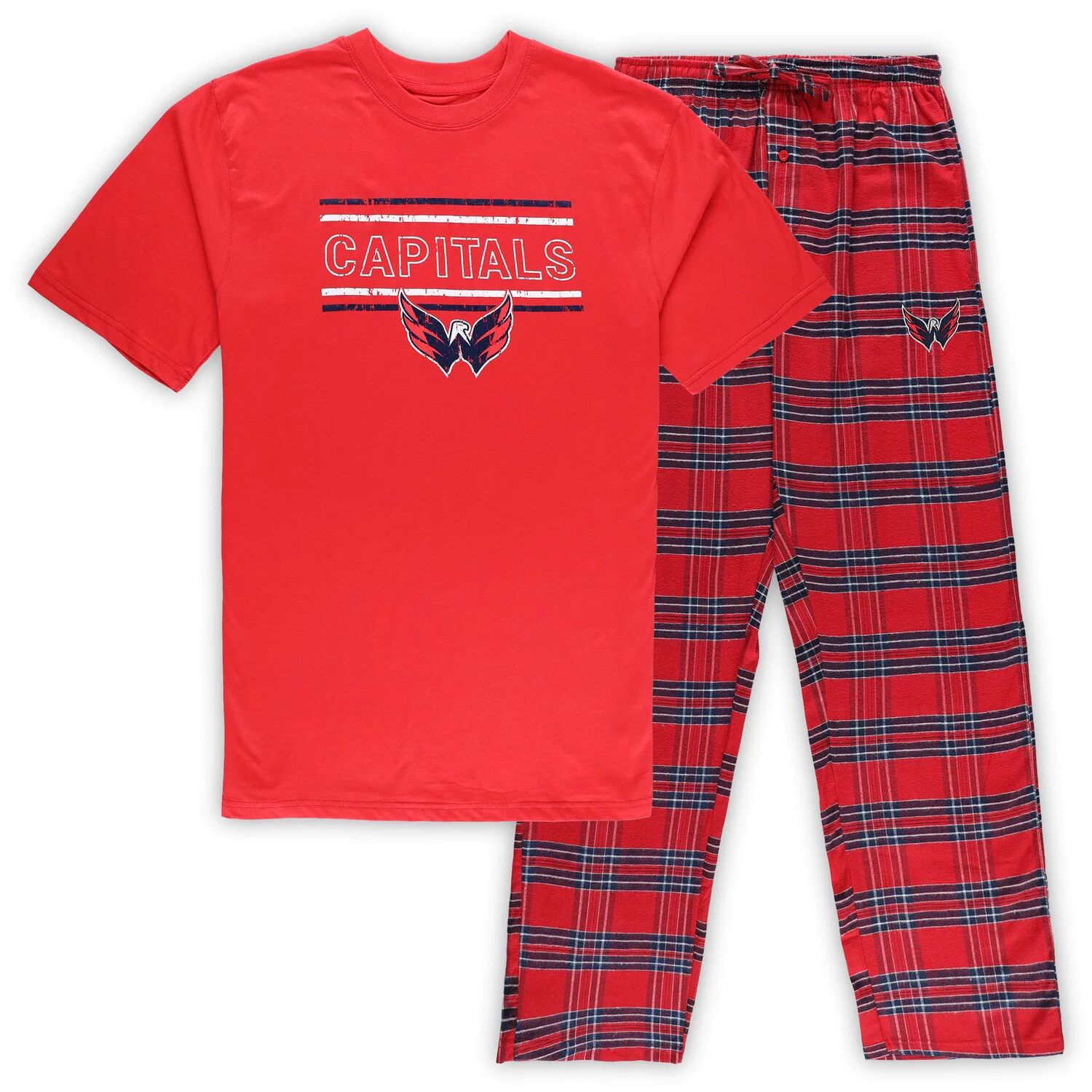 Мужской красный комплект для сна с футболкой и пижамными штанами Washington Capitals Big & Tall