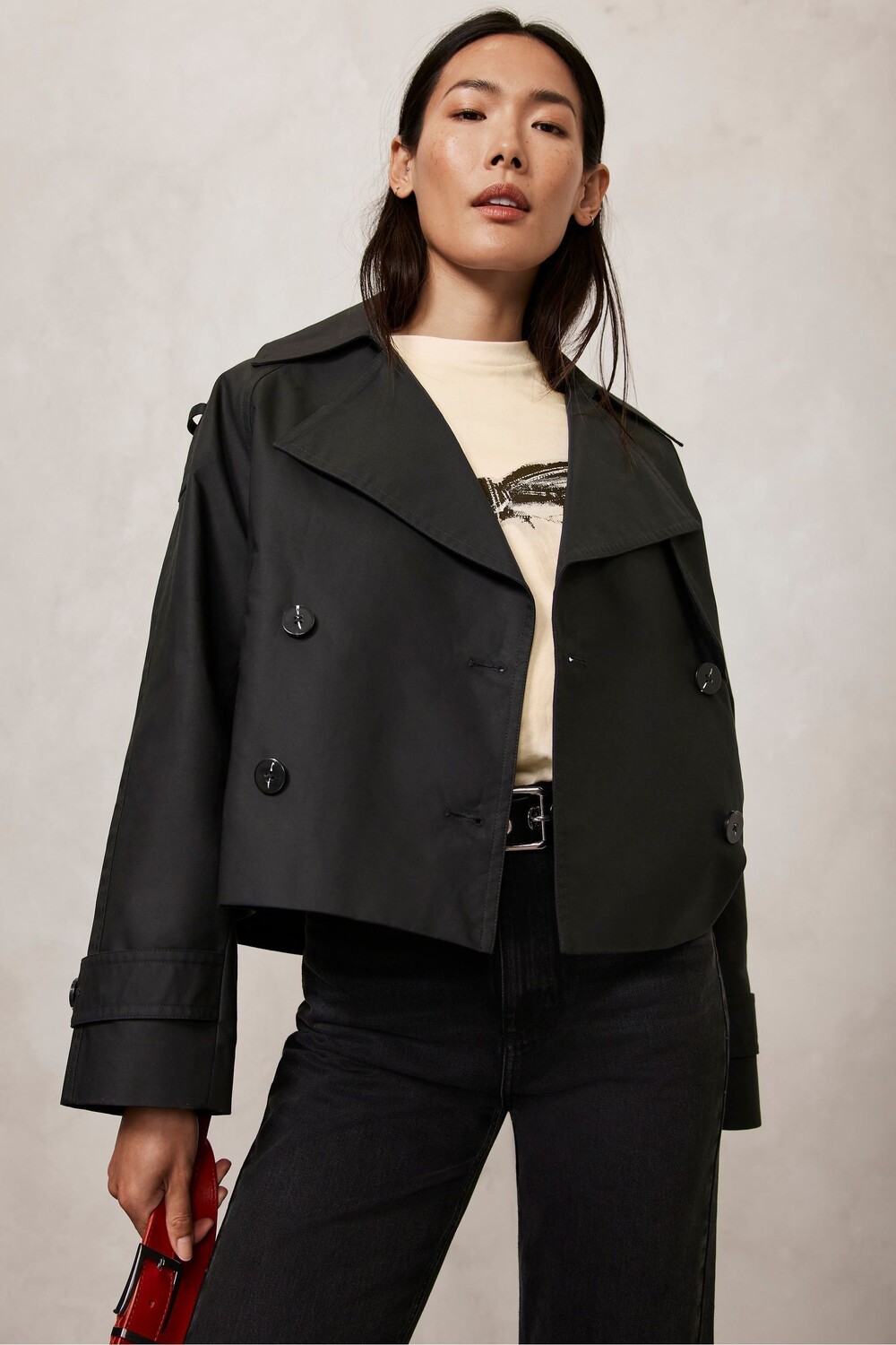 

Укороченный тренчкот Mint Velvet, черный