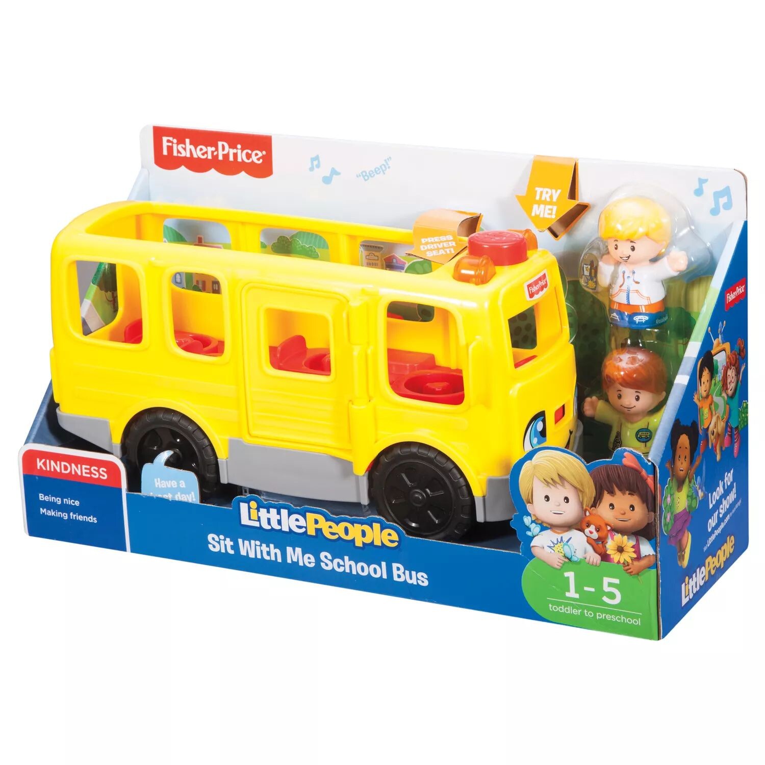

Маленькие люди Fisher-Price сидят со мной в школьном автобусе Fisher-Price