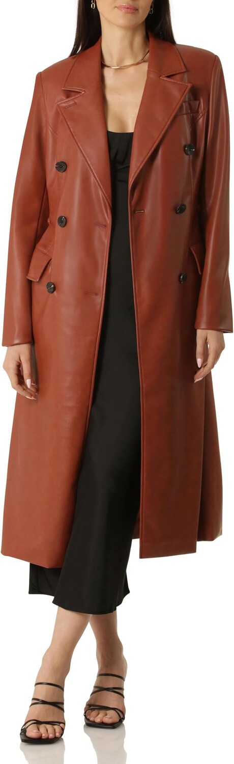 

Пальто Belted Faux Leather Coat Avec Les Filles, цвет Paprika