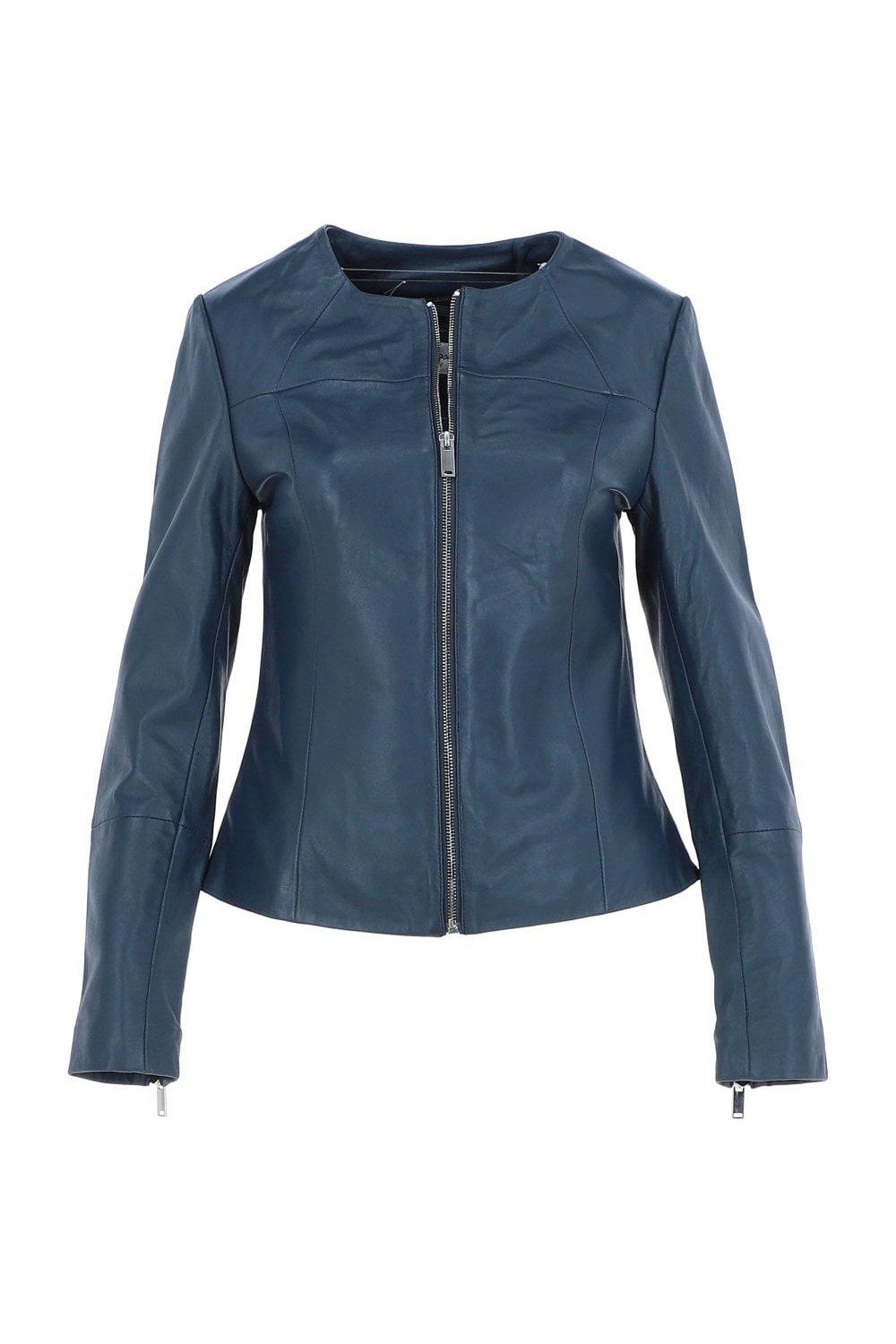 цена Модная куртка без воротника из натуральной кожи 'Francesca' Ashwood Leather, темно-синий