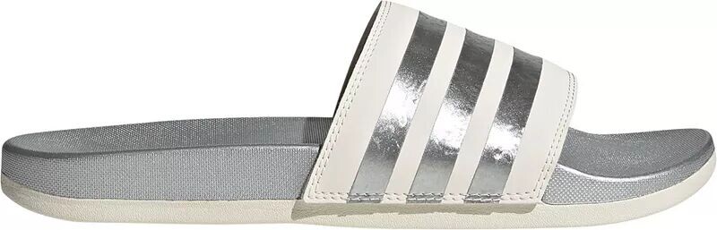 

Женские шлепанцы Adidas Adilette Comfort металлизированного цвета, белый/серебристый