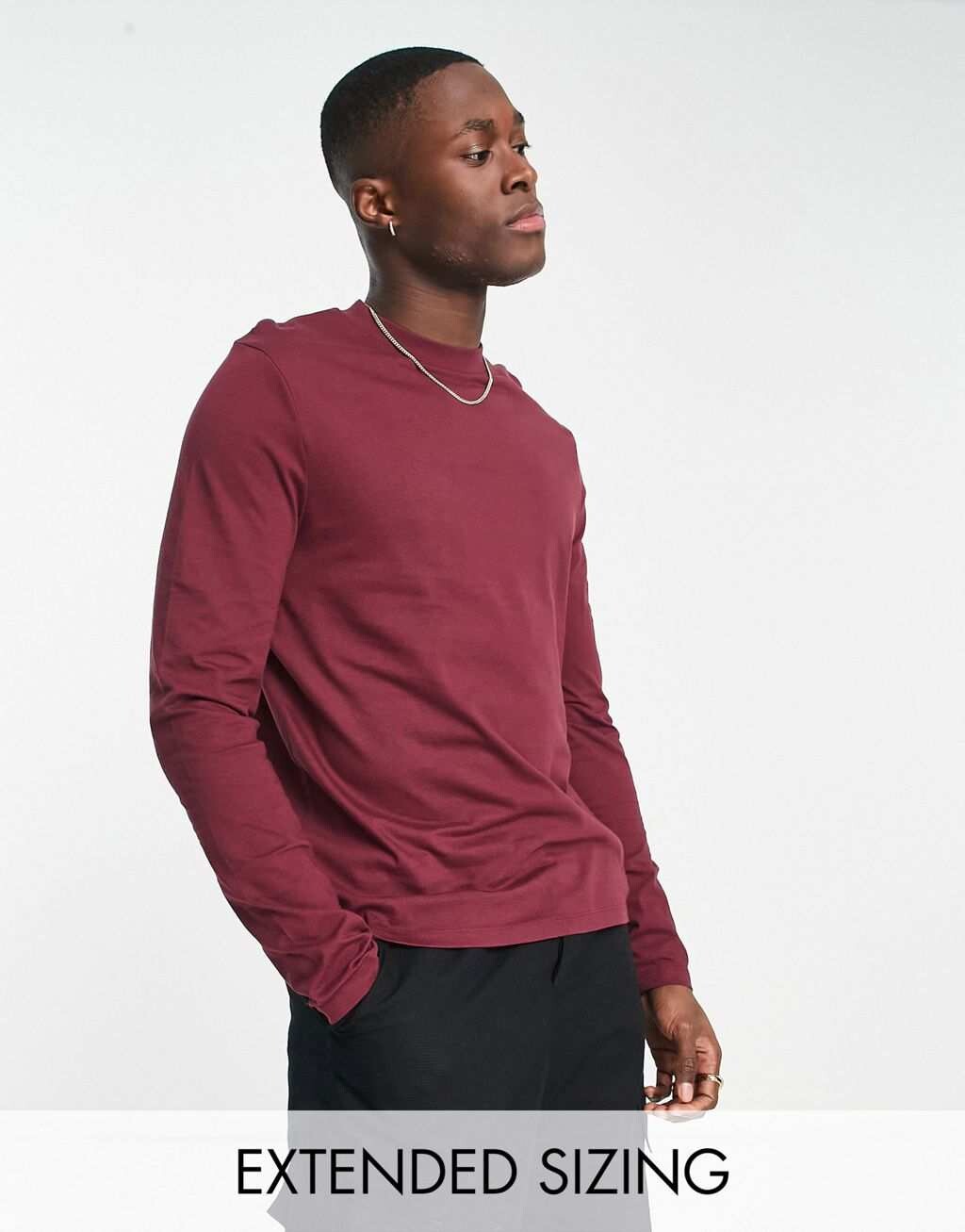 

Бордовая футболка с длинными рукавами и круглым вырезом ASOS DESIGN