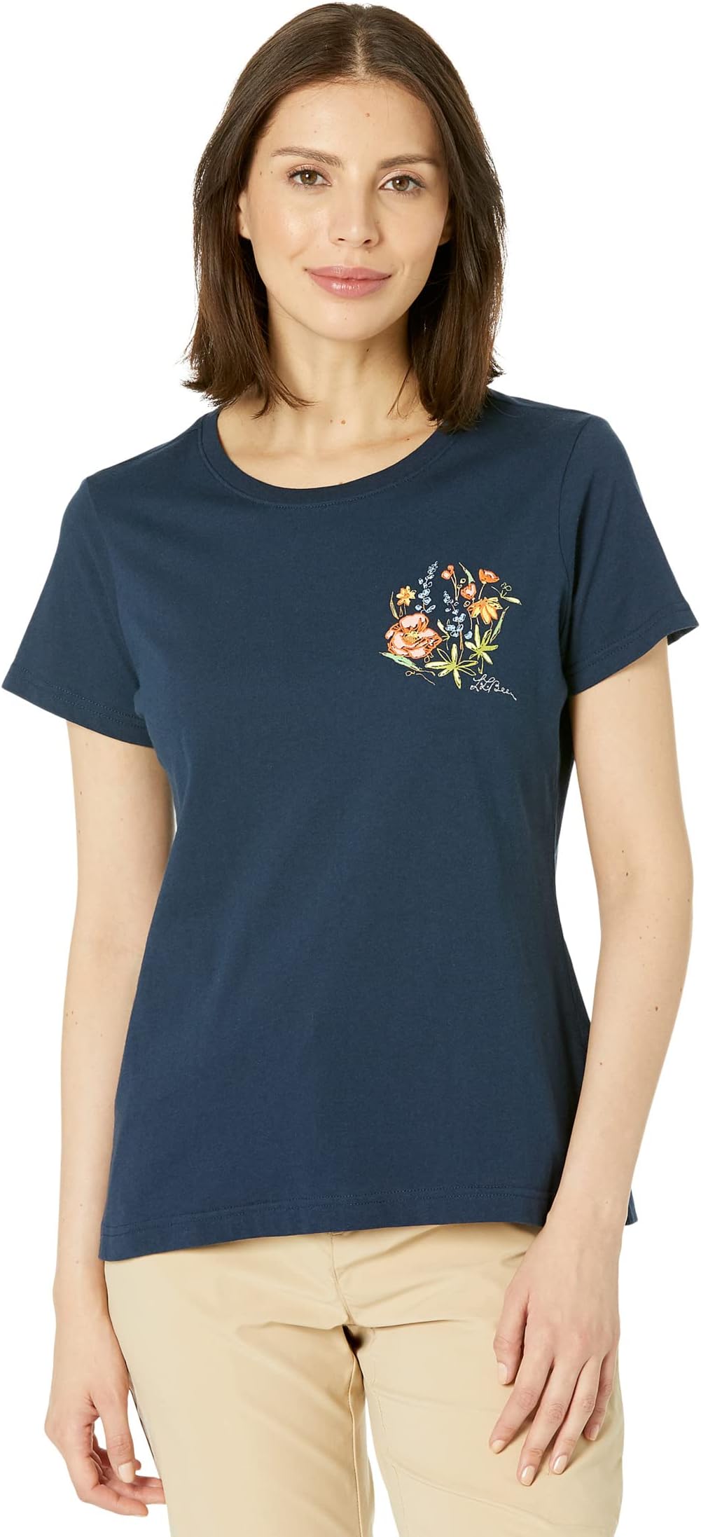 

Футболка с графическим рисунком и коротким рукавом Jess Franks Artwork L.L.Bean, цвет Classic Navy Floral Embroidery