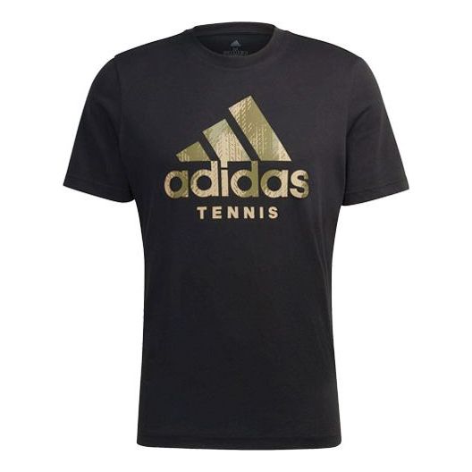 Футболка Men's adidas Camouflage Logo Printing Tennis Sports Round Neck Short Sleeve Black T-Shirt, мультиколор