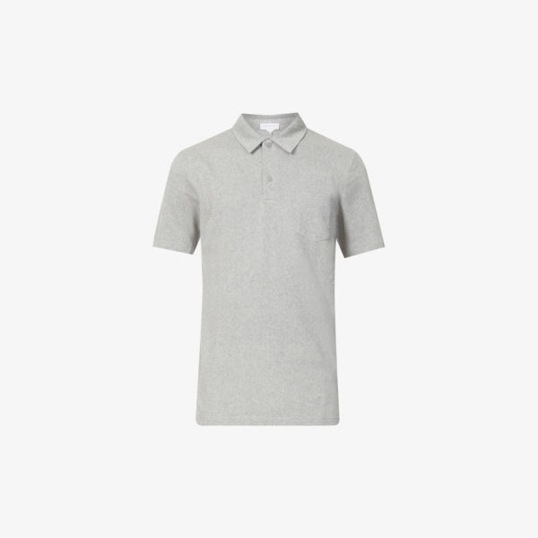 Рубашка-поло Riviera из хлопкового пике Sunspel, серый цена и фото