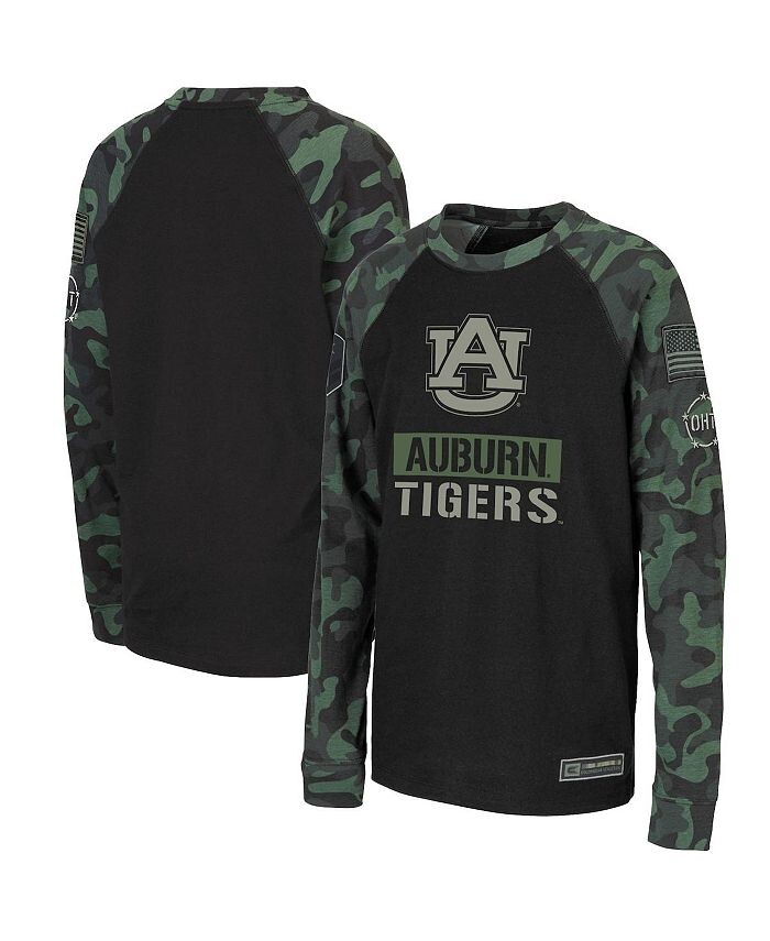 

Черная камуфляжная футболка Big Boys Auburn Tigers OHT в стиле милитари с надписью реглан и длинными рукавами Colosseum, черный/камуфляжный