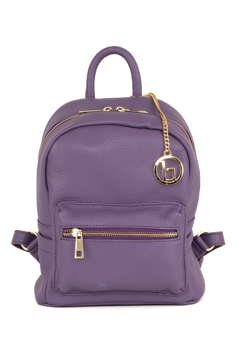 Кожаный рюкзак с внешним карманом Lia Biassoni, фиолетовый