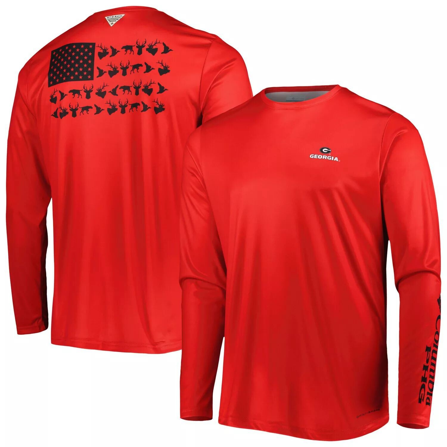 

Мужская футболка Columbia Red Georgia Bulldogs Terminal Shot Omni-Shade Omni-Wick с длинным рукавом