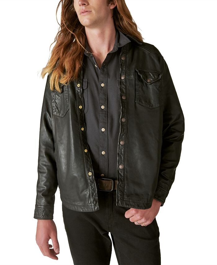 

Мужская кожаная рубашка в стиле вестерн Lucky Brand, черный