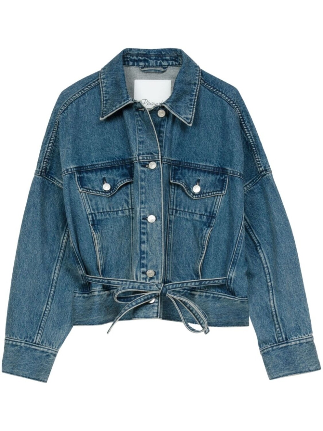 

3.1 Phillip Lim укороченная джинсовая куртка с поясом, синий