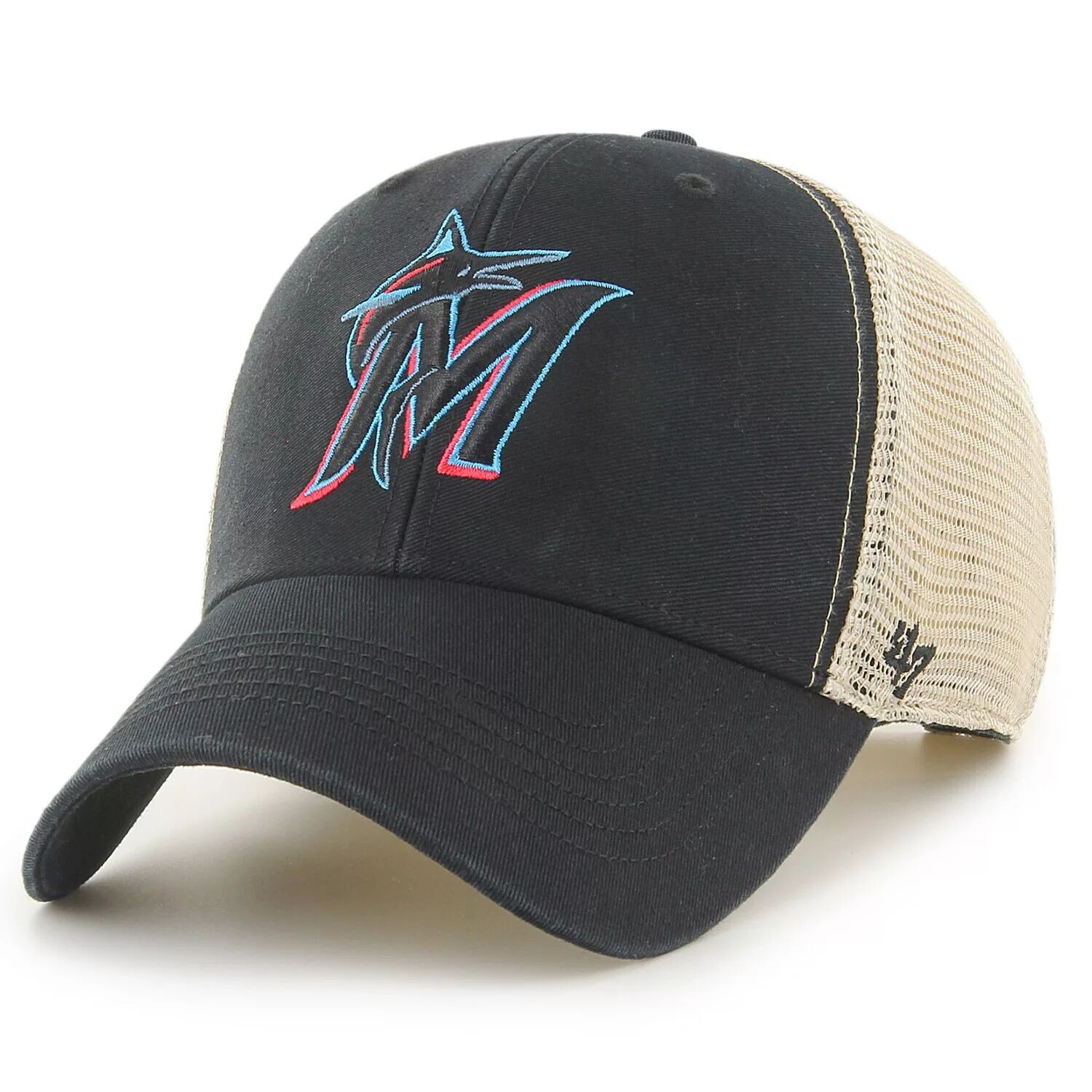 

Мужская синяя/натуральная кепка '47 Miami Marlins Flagship MVP Trucker Snapback