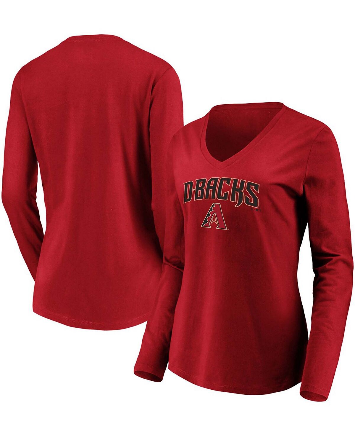 

Красная женская футболка Arizona Diamondbacks Core Team Lockup с длинным рукавом и v-образным вырезом Fanatics, красный