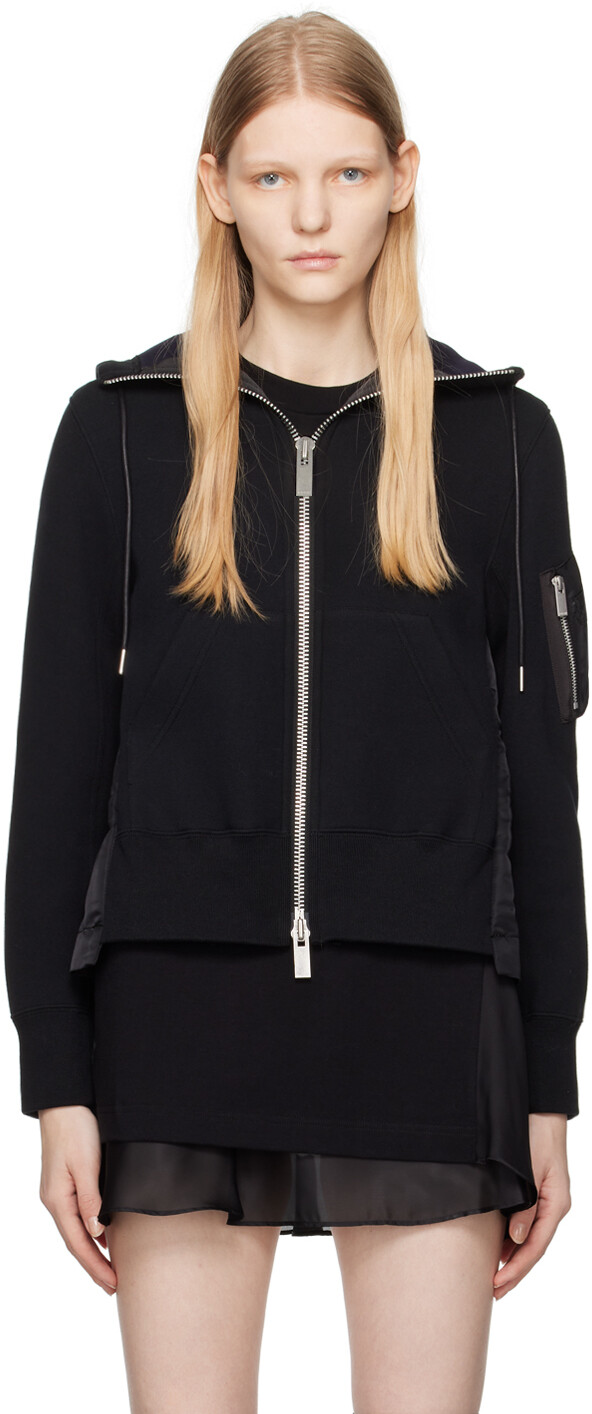 

Черный худи со вставками sacai
